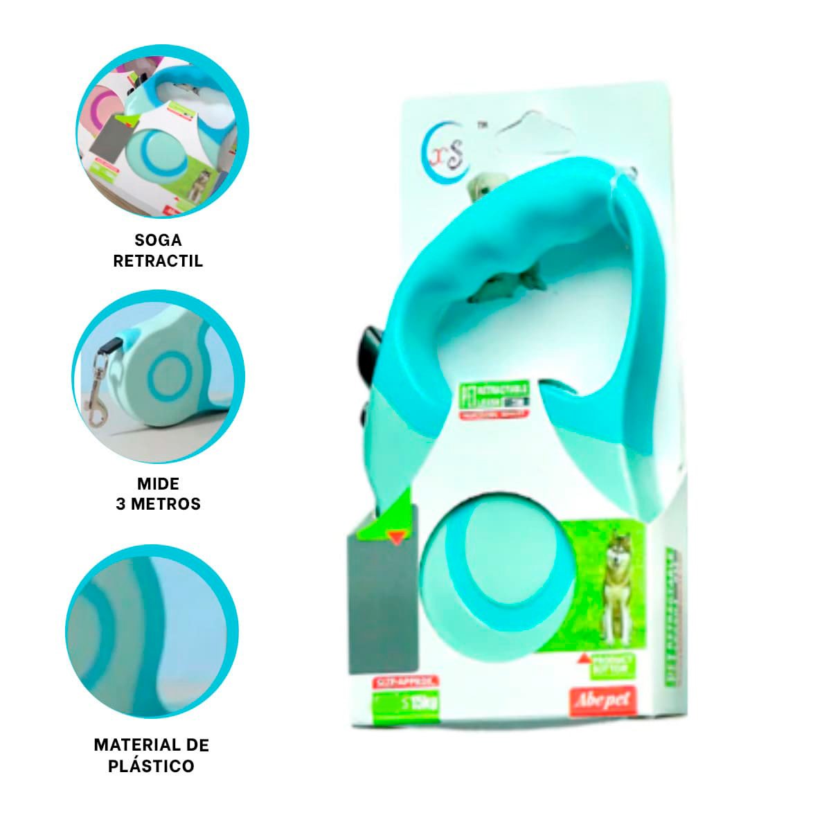 CINTA RETRACTIL 3M PARA MASCOTA CON ESTILO DOBLE TONO CELESTE YPAPEL REGALO - 5