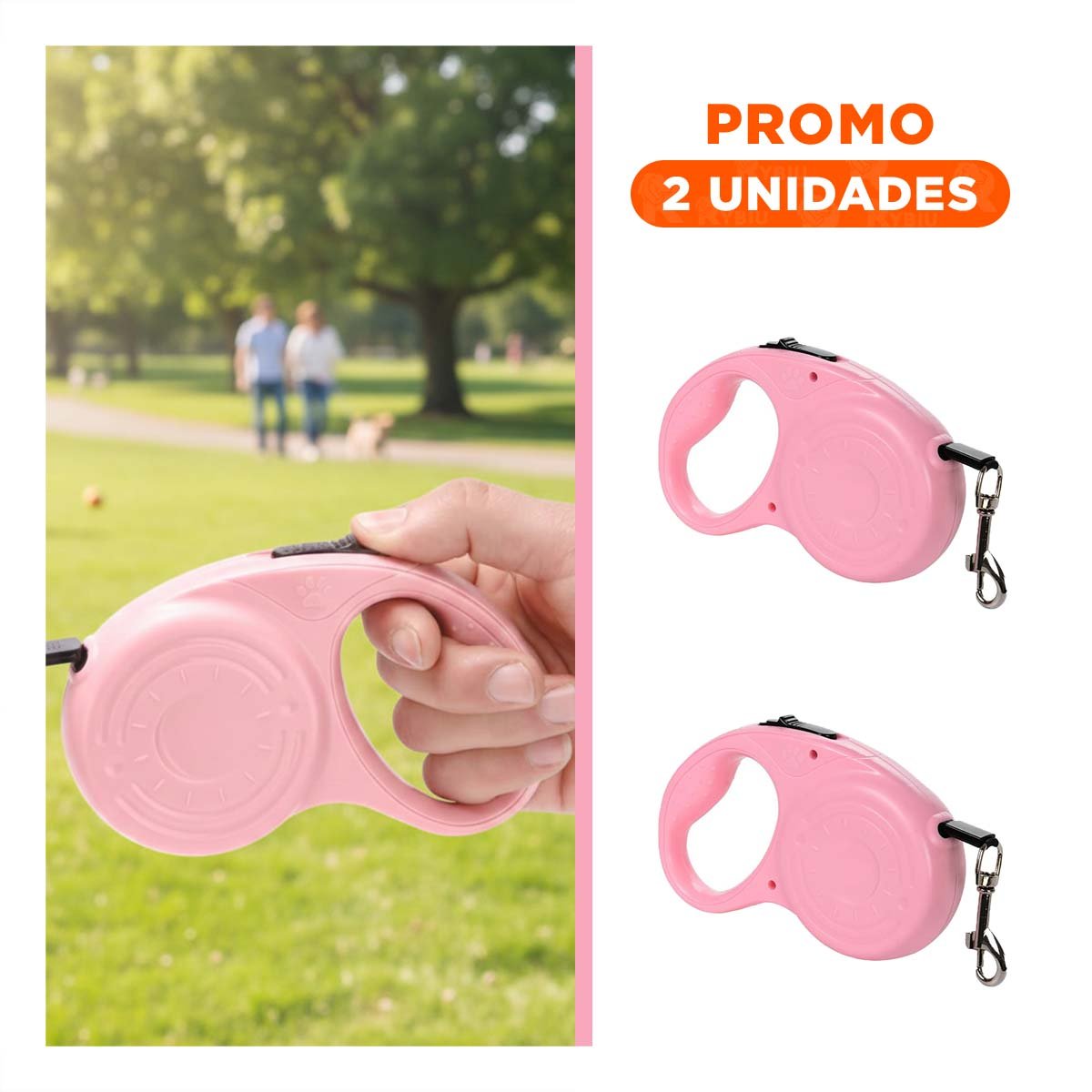 PACK2 CINTA EXTENSIBLE 3M PARA PERRO CON ESTILO HUELLITA ROSADO YREGALO STICKER - 1