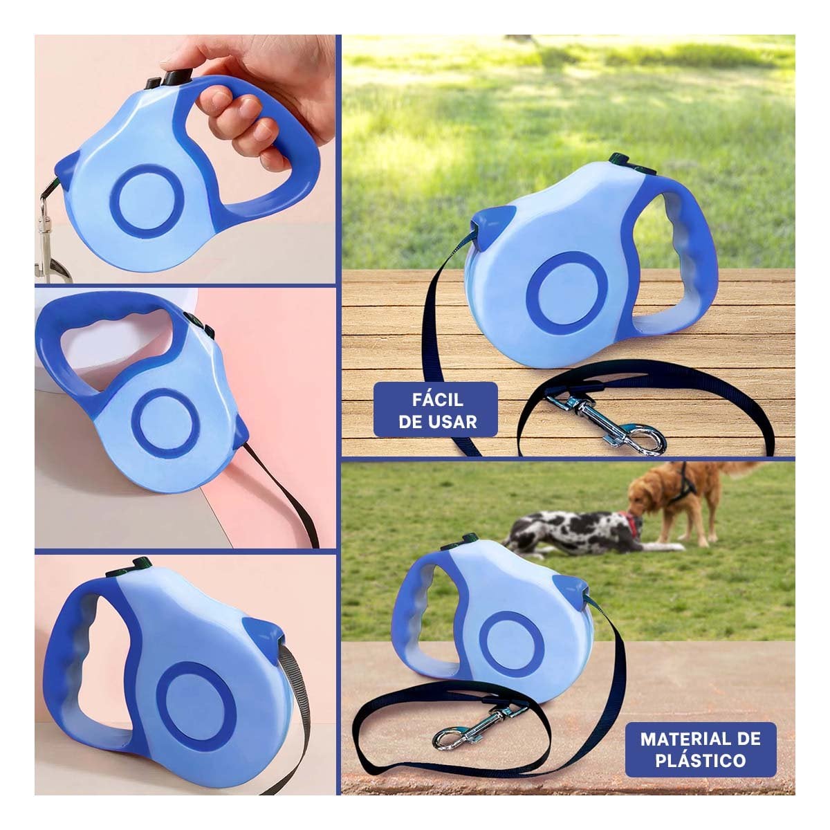 CORDON RETRACTIL 5M PARA MASCOTA CON AGARRE COMODO DOBLE TONO YLIGAS REGALO - 1
