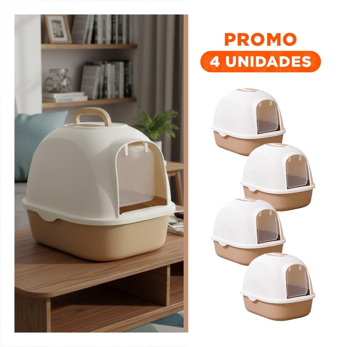 PACK4 MODULO SANITARIO COMPACTO PARA DEPARTAMENTO Y HOGAR MARRON CLARO - 1