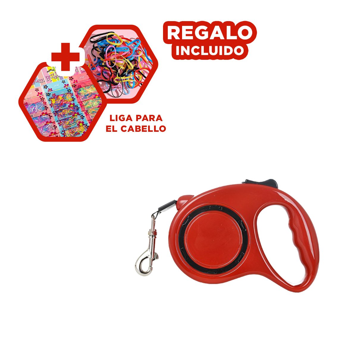 LAZO RETRACTIL FUNCIONAL Y SEGURO PARA MASCOTAS CON CIRCULO NEGRO ROJO YLIGAS REGALO - 2