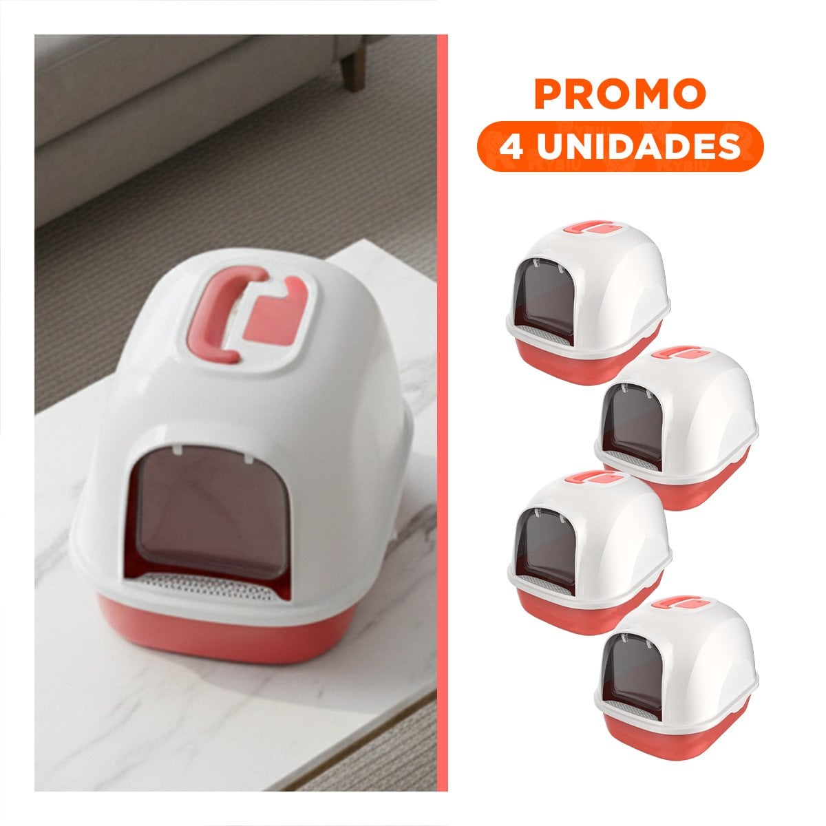 PACK4 BANDEJA SANITARIA TIPO CAPSULA PARA MAYOR PRIVACIDAD CORAL - 1
