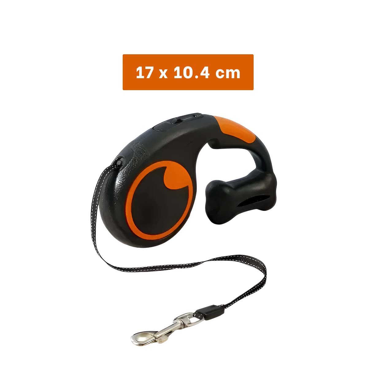LAZO RETRACTIL NEGRO CON PORTA BOLSA INTEGRADO PARA MASCOTAS YPAPEL REGALO - 4