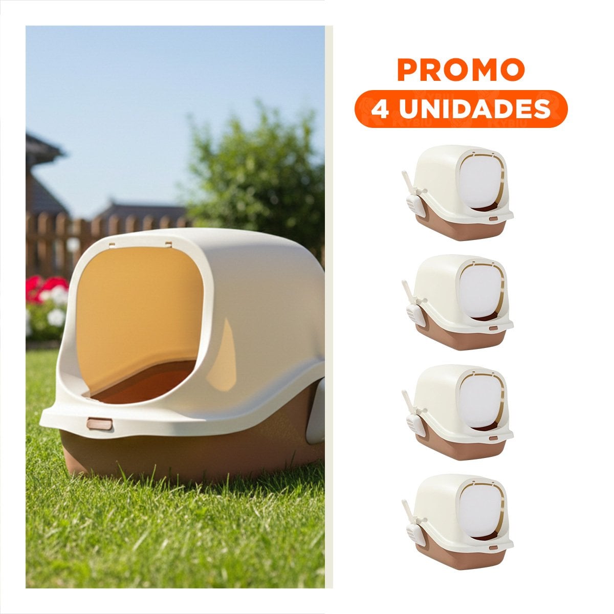 PACK4 ESPACIO HIGIENICO CERRADO CON PALA PARA GATO MARRON PARA CASA - 1
