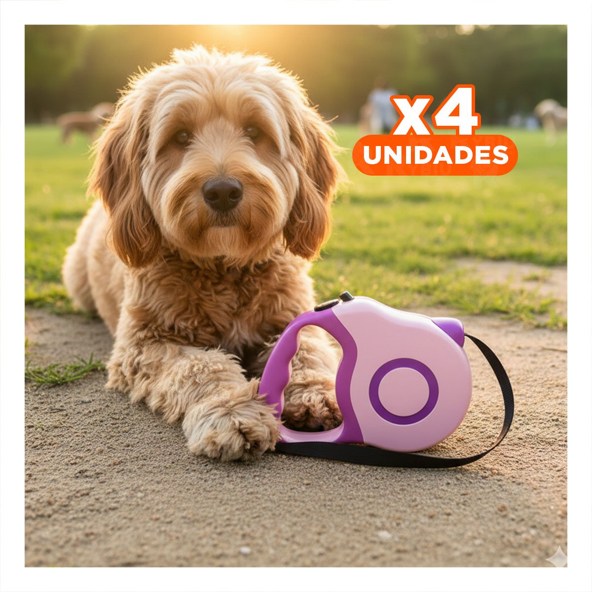 PACK4 IMPLEMENTO EXTENSIBLE PARA PERRO ROSADO DOBLE TONO RESISTENTE YPAPEL REGALO - 1