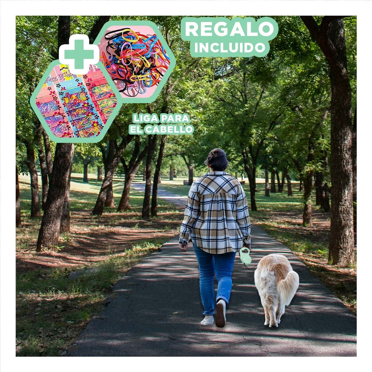 SUJETADOR RETRACTIL 3M PARA MASCOTAS CON HUELLITA VERDE CLARO PRACTICO YLIGAS REGALO - 2