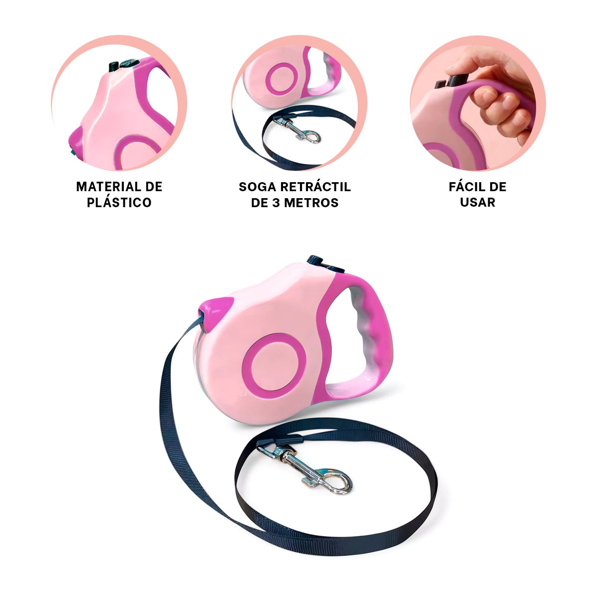 SUJETADOR RETRACTIL 3M PARA PERRO CON DISEÑO RESISTENTE DOBLE TONO YSTICKY - 5