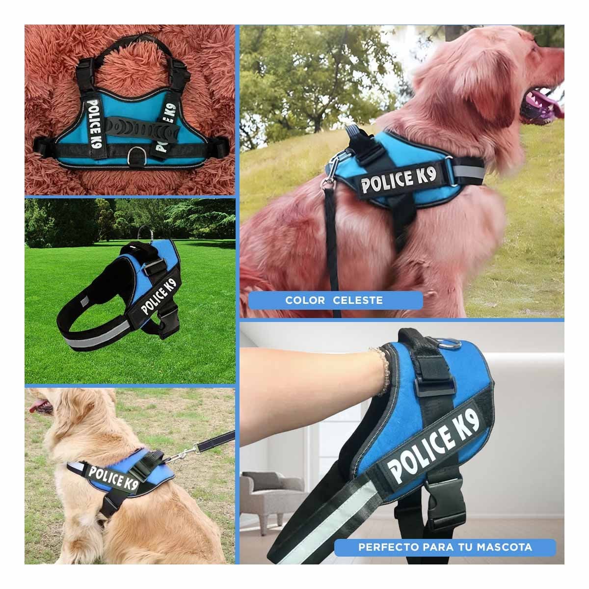 SUJETADOR CORPORAL PARA PERRO TALLA M CON AJUSTE PRACTICO Y SEGURO CELESTE YLIGAS REGALO - 1