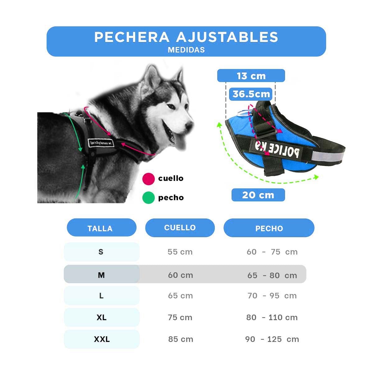 SUJETADOR CORPORAL PARA PERRO TALLA M CON AJUSTE PRACTICO Y SEGURO CELESTE YLIGAS REGALO - 4