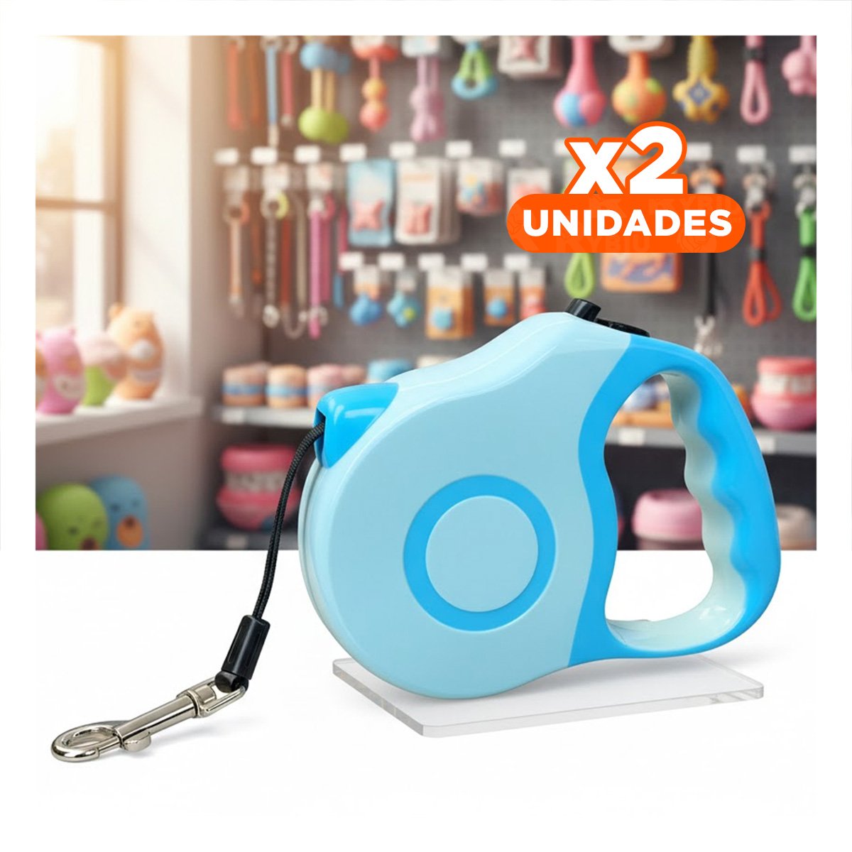 PACK2 SOGA RETRACTIL 5M PARA MASCOTA CON SISTEMA DE BLOQUEO DOBLE TONO - 1