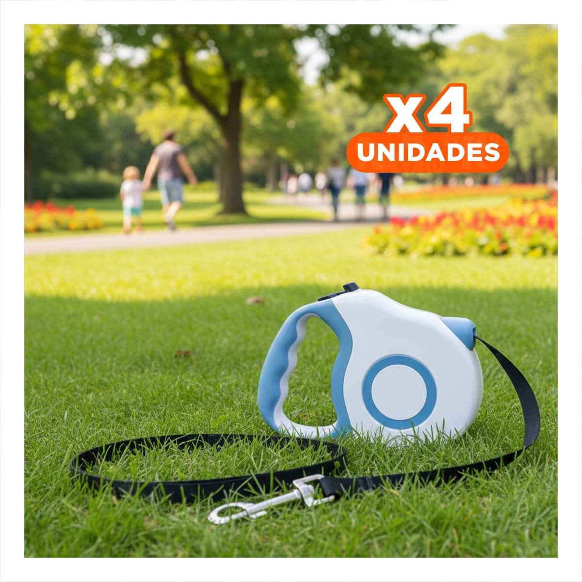PACK4 SUJETADOR EXTENSIBLE 3M PARA MASCOTA CON DOBLE TONO AZUL YREGALO STICKER - 1