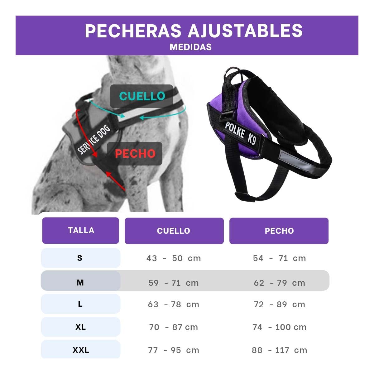 PACK2 ARNES COMODO PARA PERRO TALLA M CON AJUSTE FIRME MORADO - 4