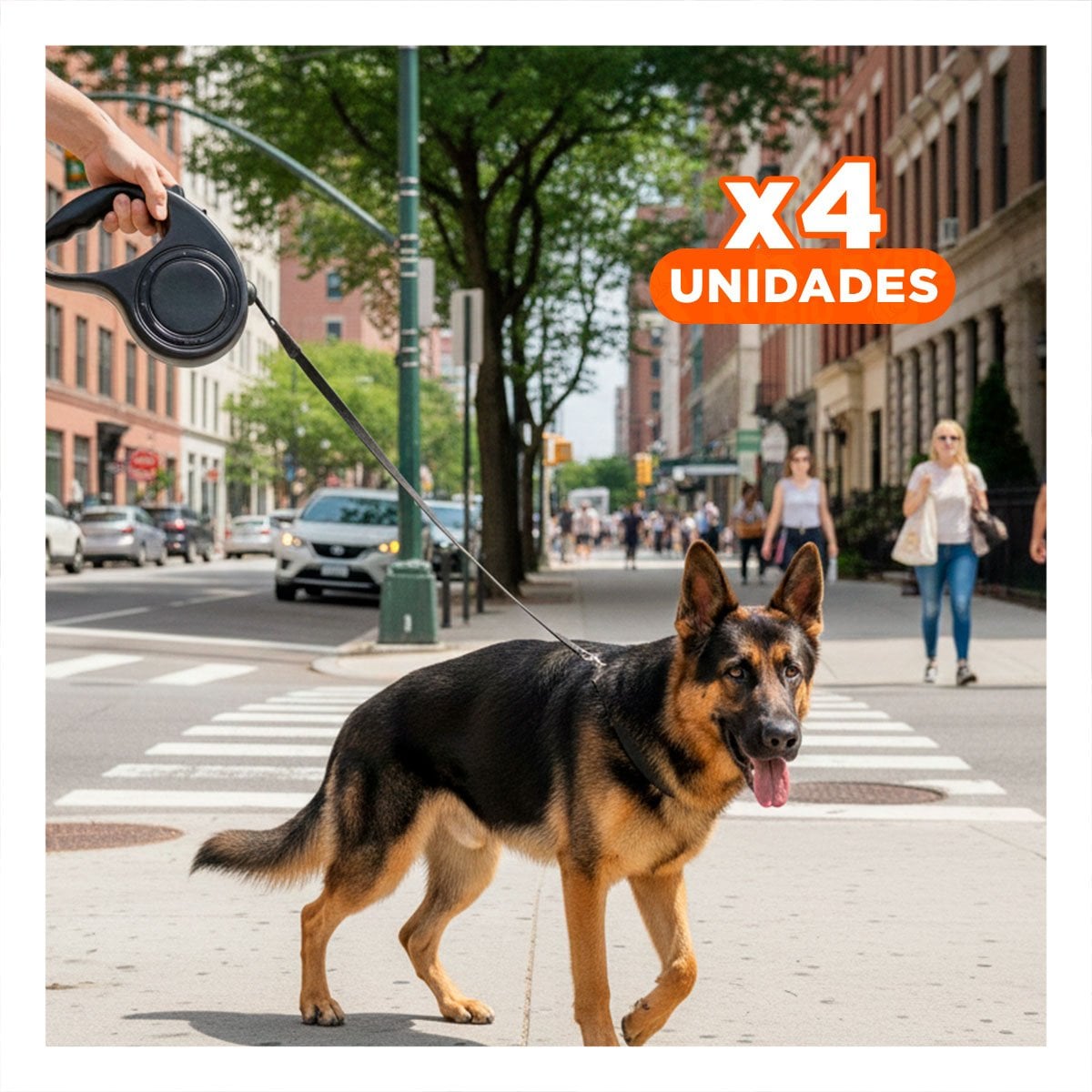 PACK4 CUERDA RETRACTIL CONFIABLE PARA PASEOS DIARIOS CON MASCOTAS COLOR NEGRO YREGALO STICKER - 1