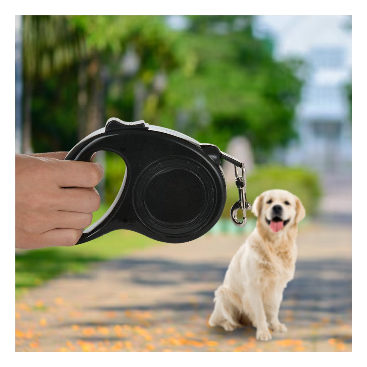 PACK4 CUERDA RETRACTIL CONFIABLE PARA PASEOS DIARIOS CON MASCOTAS COLOR NEGRO YREGALO STICKER - 5