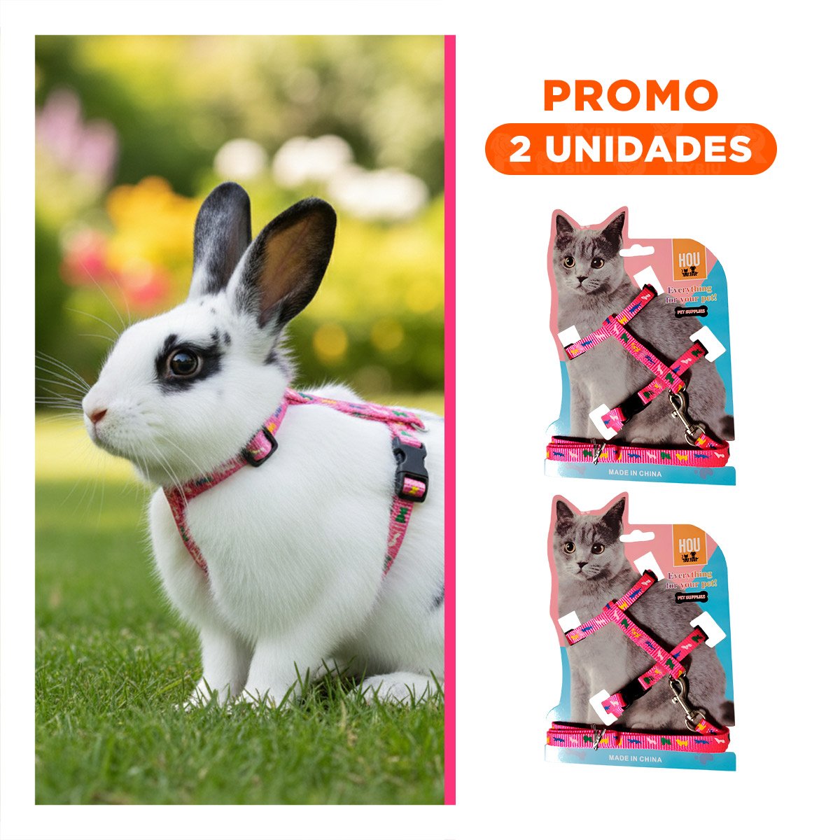 PACK2 CONJUNTO SEGURO FUCSIA PARA PASEO DE MASCOTA DE MEDIDA REDUCIDA YREGALO STICKER - 1