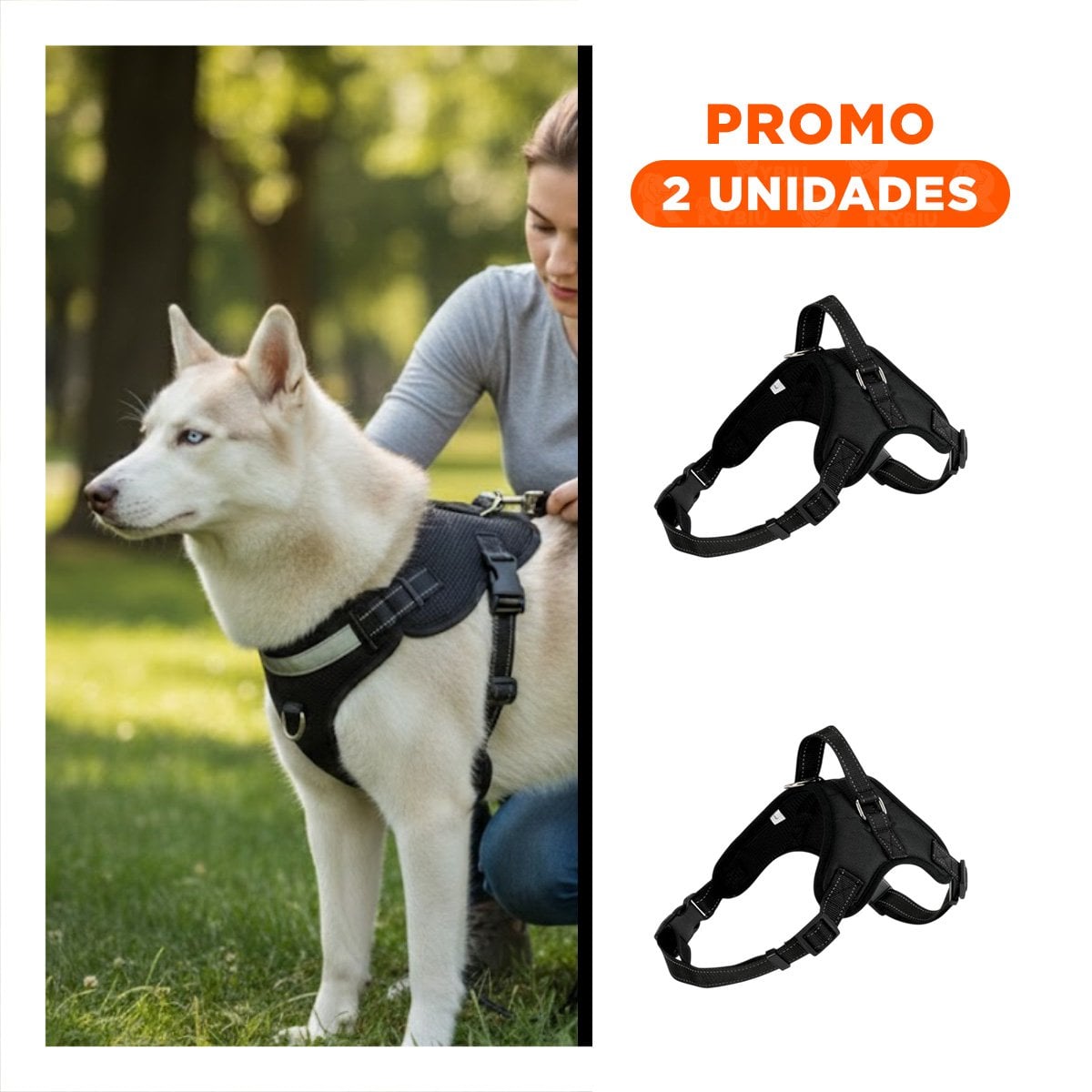 PACK2 CHALECO EN H DE PASEO PARA PERRO TALLA M LIGERO NEGRO YREGALO STICKER - 1