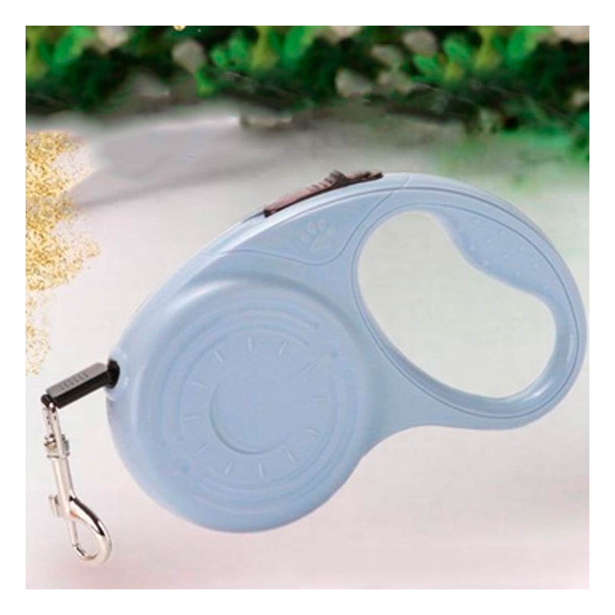 PACK2 SOGA RETRACTIL 3M PARA PERRO CON DISENO HUELLITA AZUL GRISACEO - 2