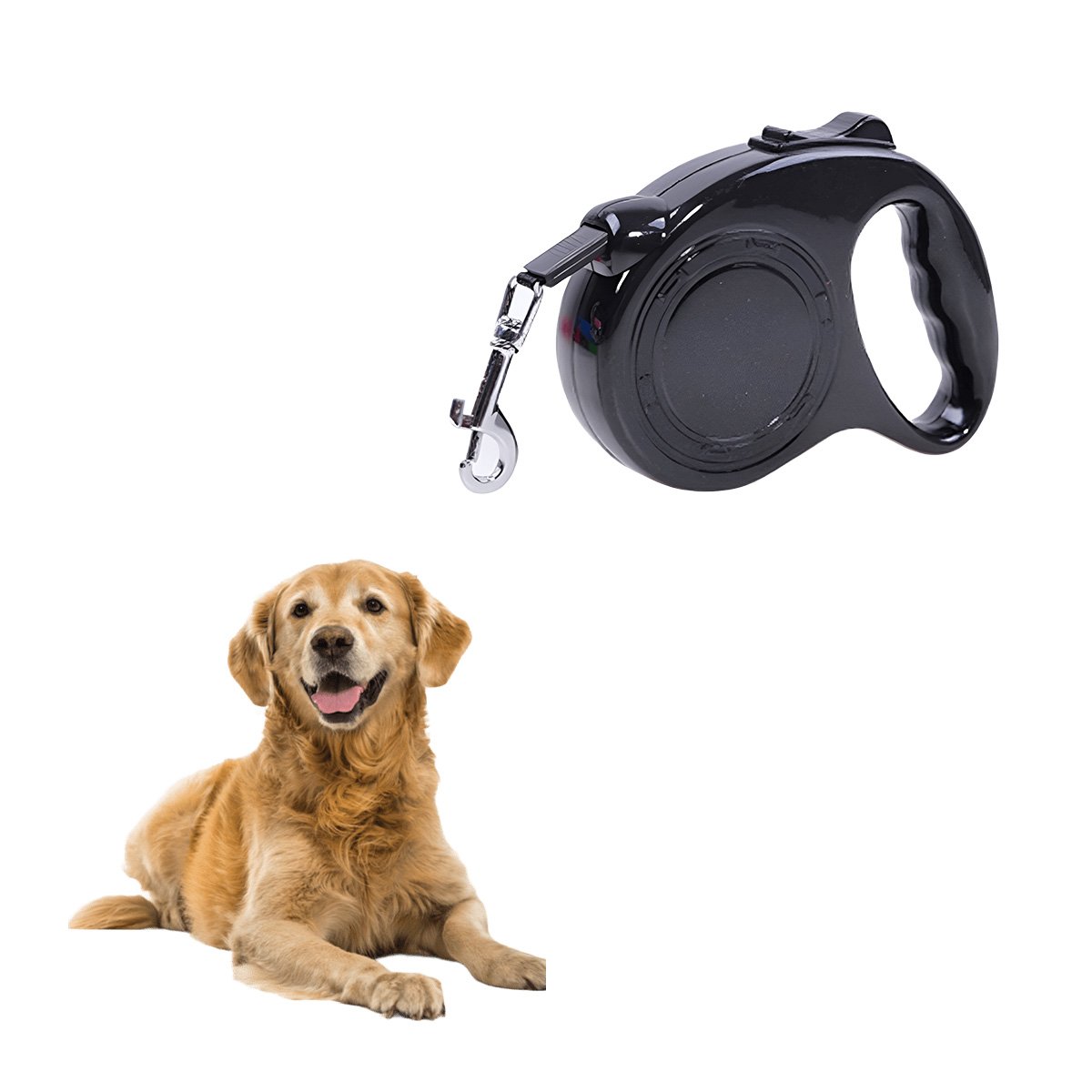 PACK2 CORREA FLEXIBLE RETRACTIL PARA PASEOS DE MASCOTAS CONTROLADOS NEGRO YREGALO STICKER - 2