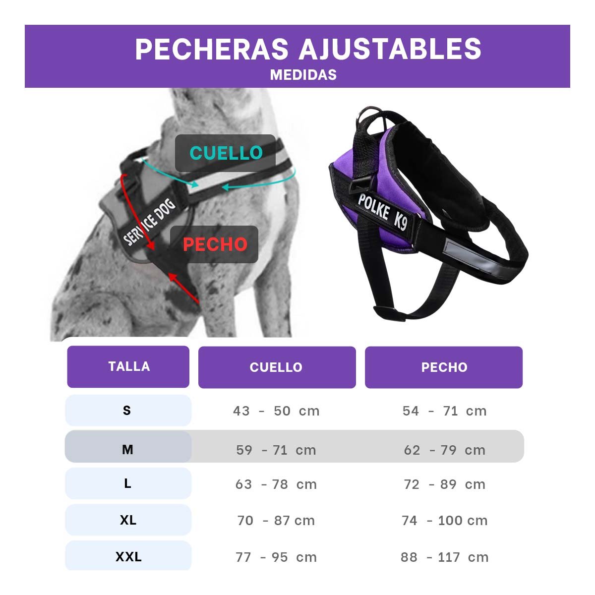 CHALECO DE CONTROL PARA PERRO TALLA M CON AJUSTE SEGURO Y COMODO MORADO YPAPEL REGALO - 4