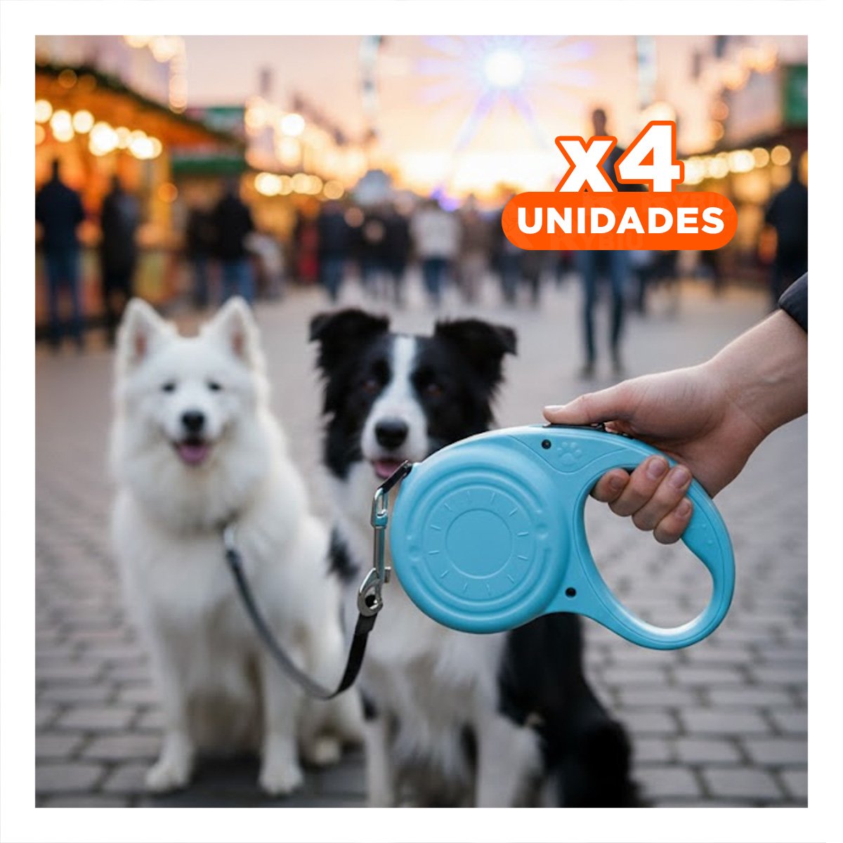 PACK4 SUJETADOR EXTENSIBLE 3M PARA PERRO CON DISENO HUELLITA CELESTE YPAPEL REGALO - 1