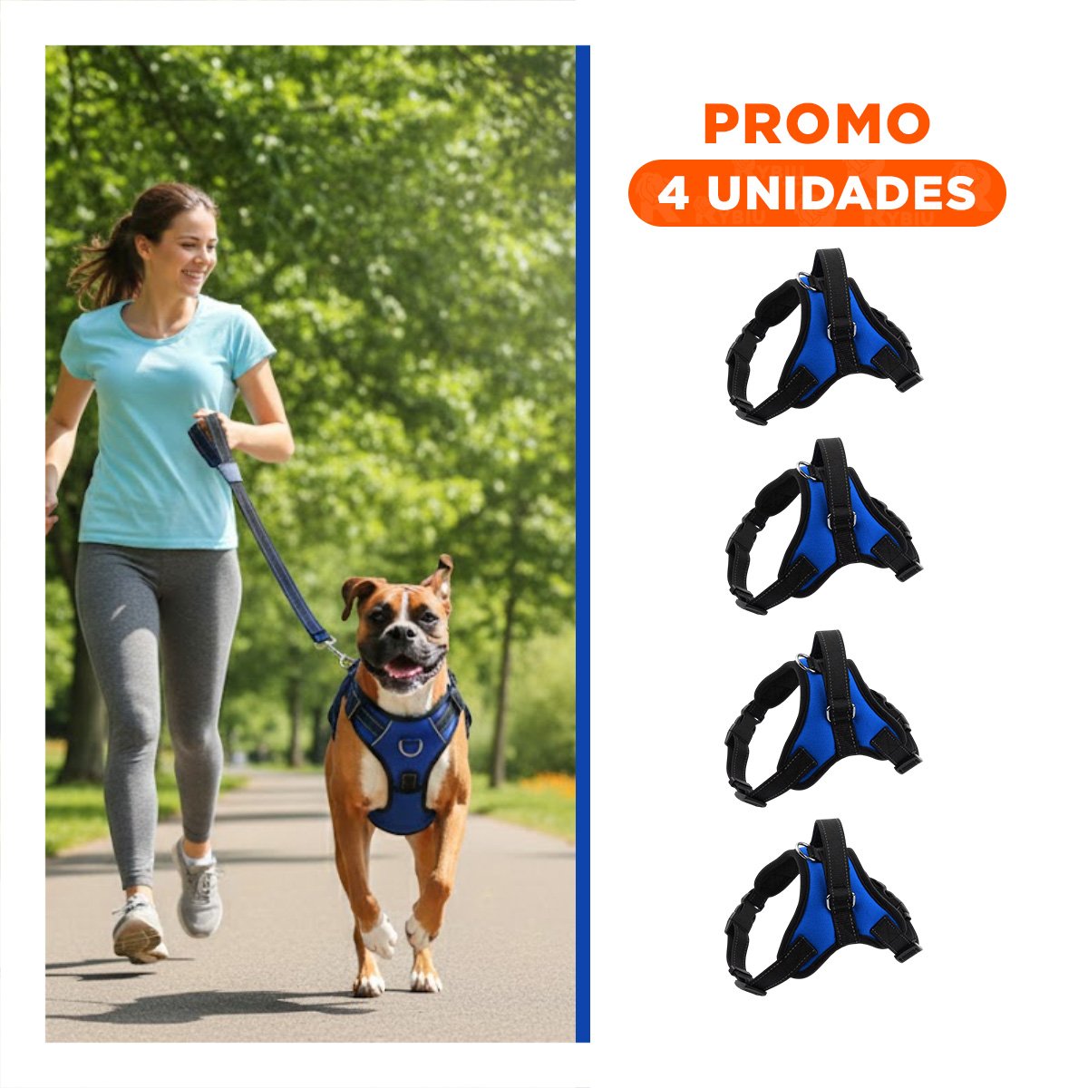 PACK4 ACCESORIO EN H AJUSTABLE PARA MASCOTA TALLA M SEGURO AZUL - 1