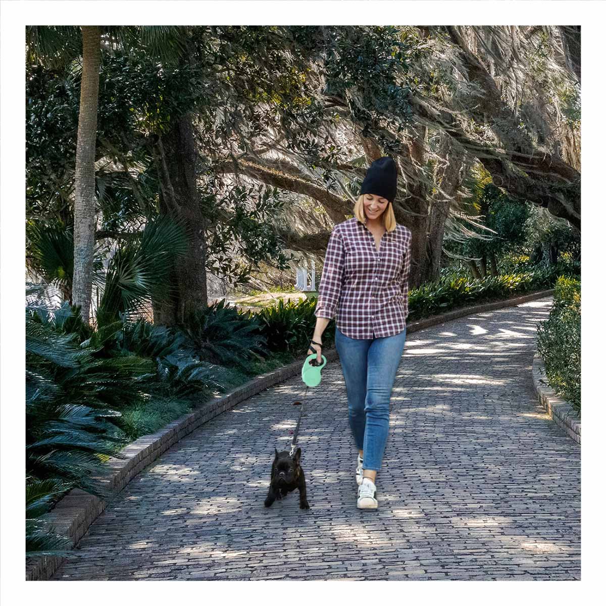 PACK4 LEASH EXTENSIBLE 3M PARA MASCOTAS CON HUELLITA VERDE CLARO - 3