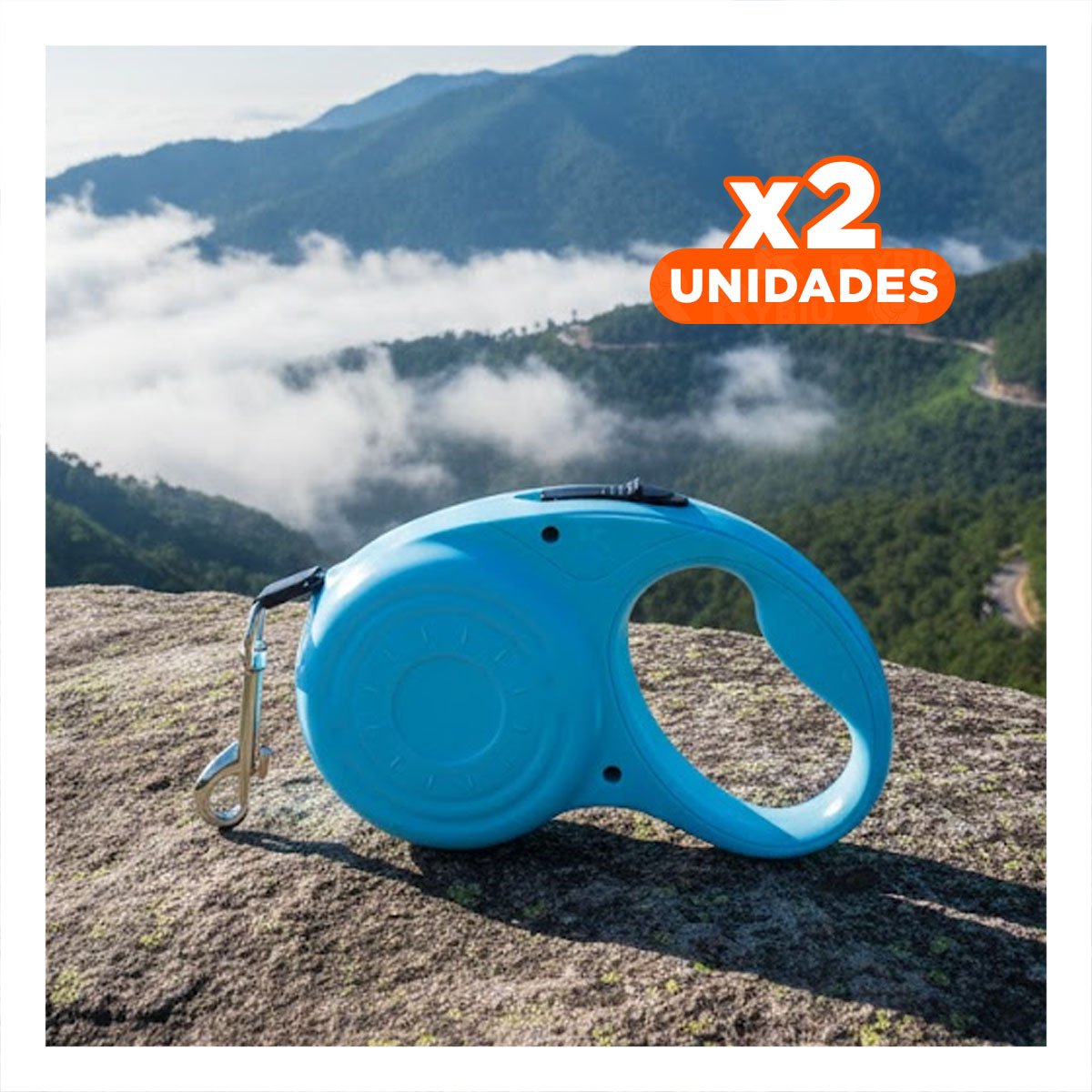PACK2 SOGA RETRACTIL 3M PARA PERRO CON DISENO HUELLITA CELESTE - 1