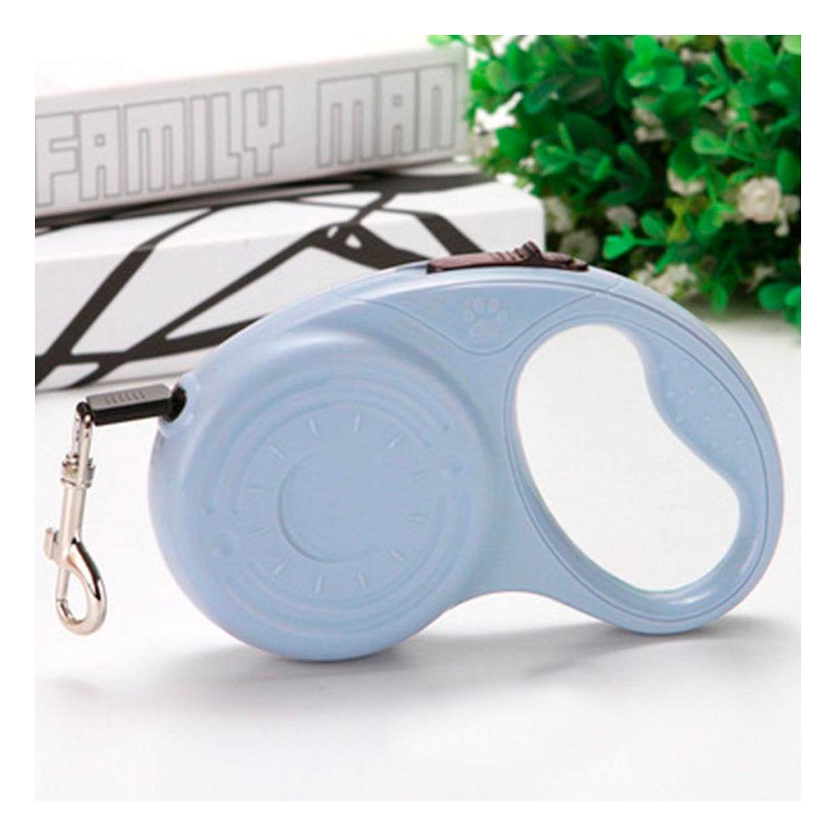 AMARRE RETRACTIL 3M PARA PERRO CON DISENO HUELLITA AZUL GRISACEO YSTICKY - 3