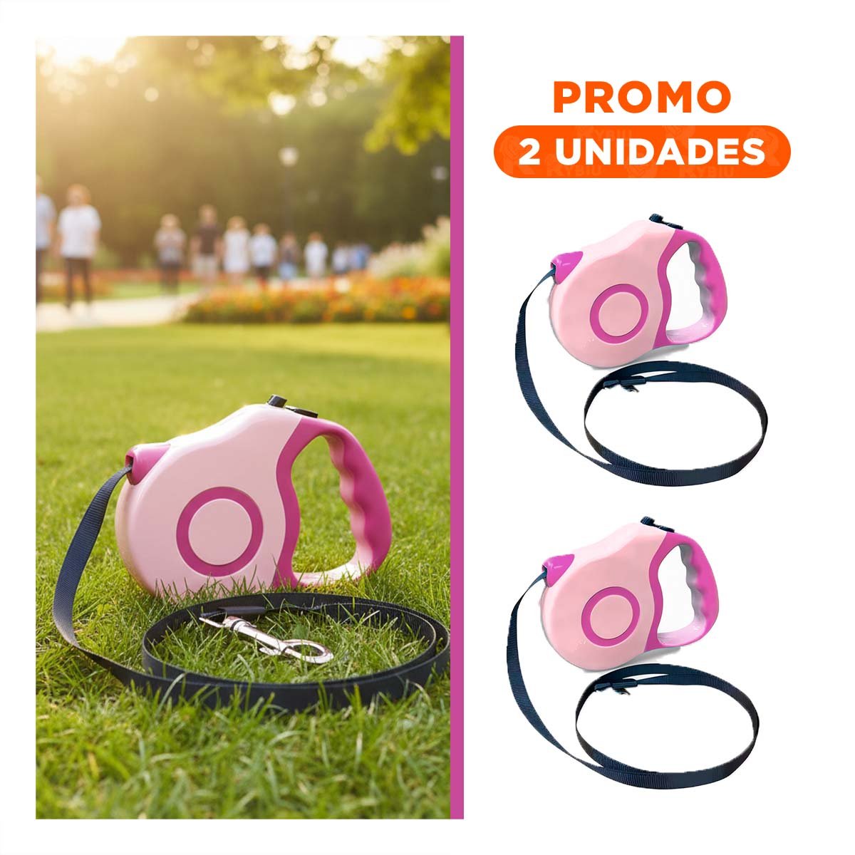 PACK2 ACCESORIO RETRACTIL 3M PARA MASCOTA CON MANGO ERGONOMICO DOBLE TONO YREGALO STICKER - 1