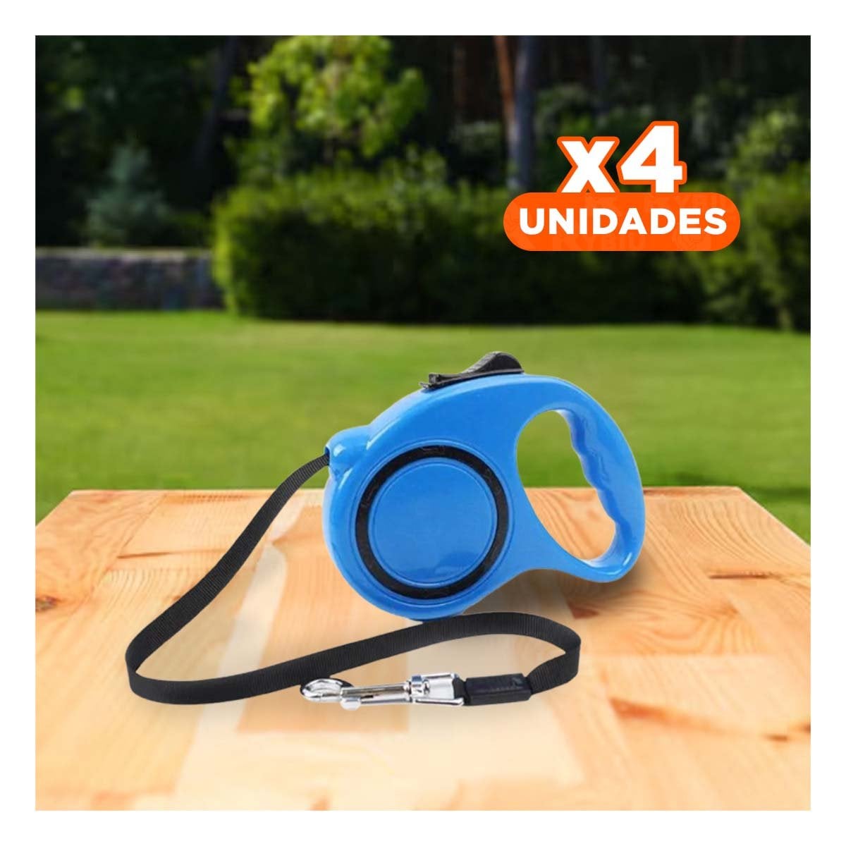 PACK4 HILO RESISTENTE RETRACTIL AZUL CON CIRCULO NEGRO PARA PERRO Y GATO YPAPEL REGALO - 1