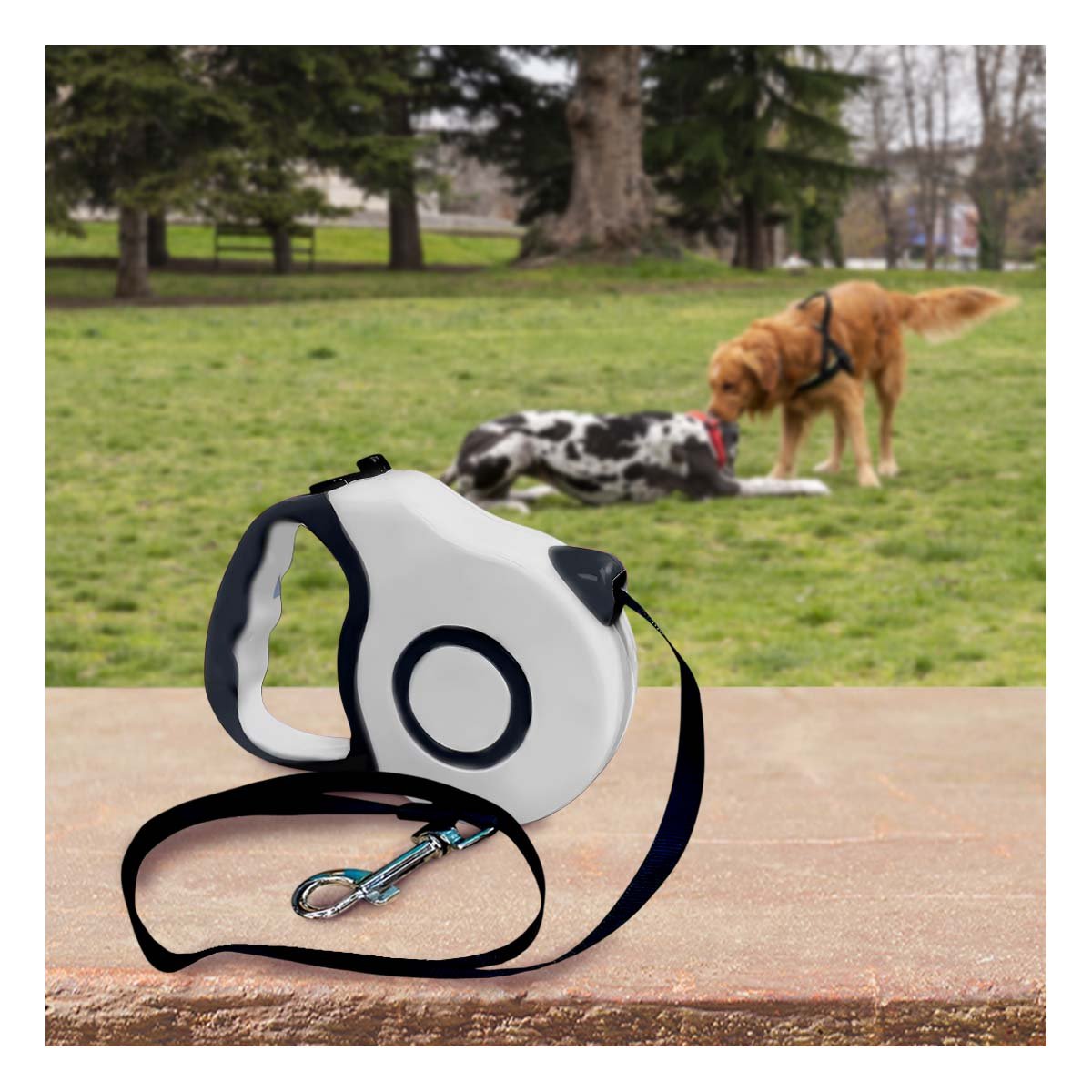 LINEA RETRACTIL PARA PERRO PLOMO DOBLE TONO COMODA Y DURADERA YREGALO STICKER - 2