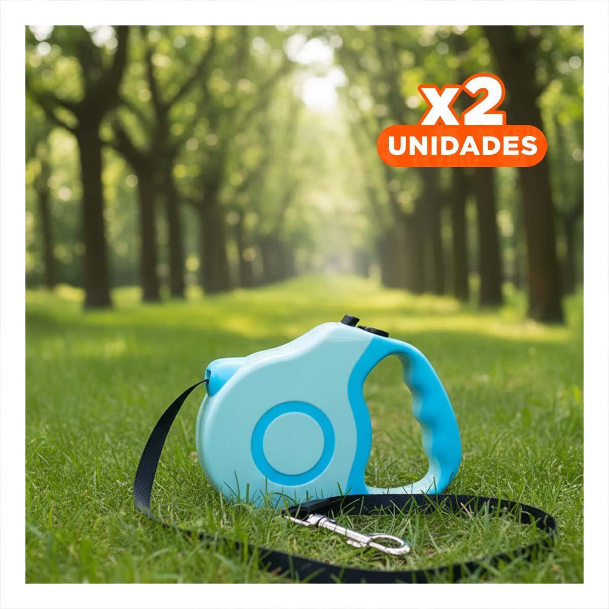 PACK2 SOGA RETRACTIL 3M PARA PERRO CON DISENO DOBLE TONO CELESTE - 1