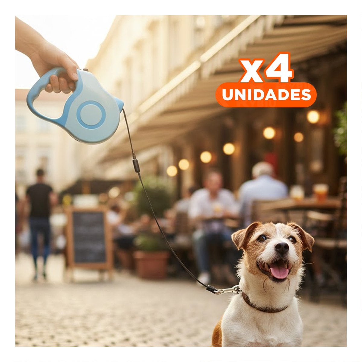 PACK4 LEASH EXTENSIBLE 5M PARA PERRO CON SISTEMA PRACTICO DOBLE TONO YREGALO STICKER - 1