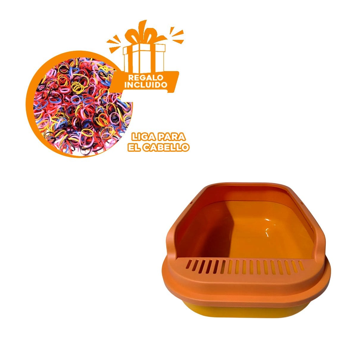 CONTENEDOR AMPLIO PARA ARENA DE MASCOTA 51X36,5CM NARANJA YLIGAS REGALO - 2