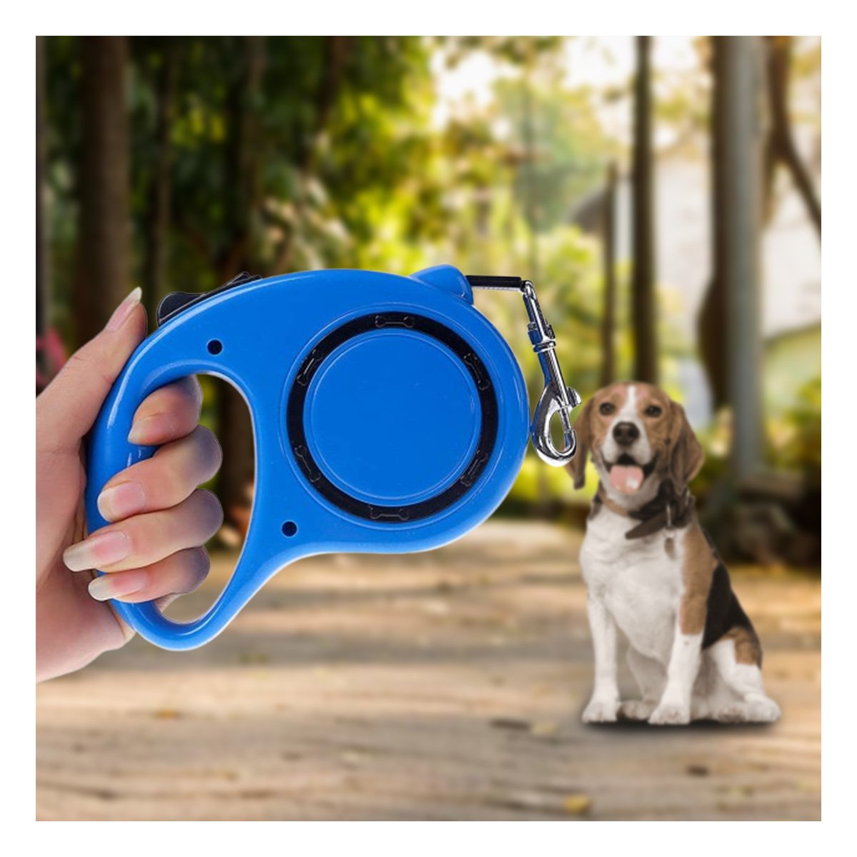 CORDON RETRACTIL AZUL CON CIRCULO NEGRO PARA PERRO Y GATO EN HOGAR YPAPEL REGALO - 2