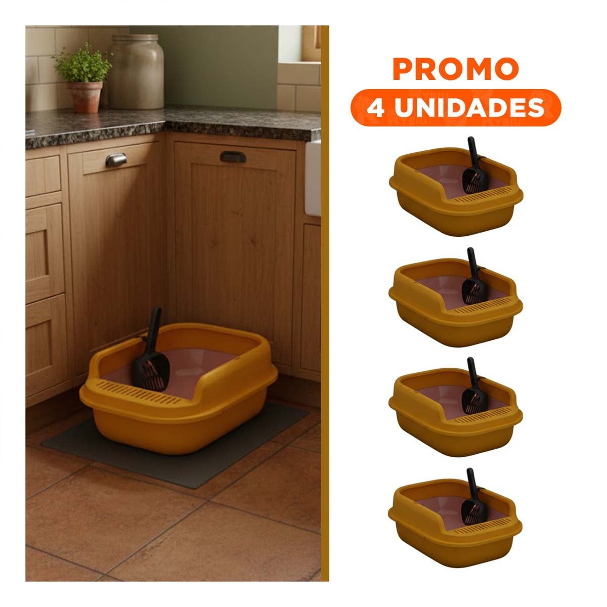 PACK4 CAJA PRACTICA PARA ZONA DE MASCOTAS 51X36,5CM ROSADO Y NARANJA - 1