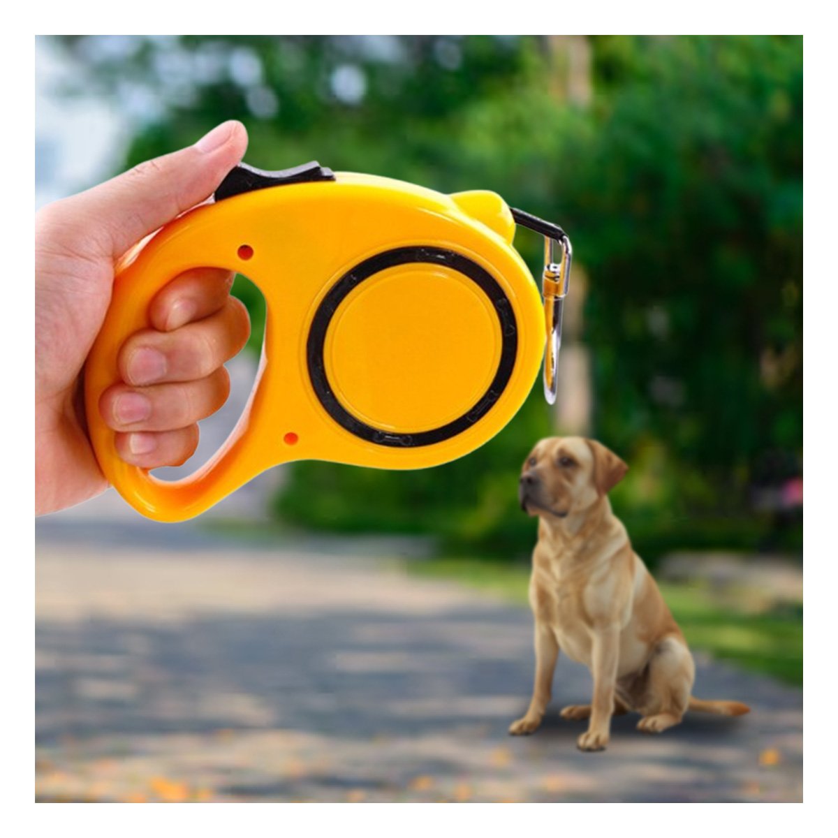 FLEJE RETRACTIL CONFIABLE PARA MANTENER A TU MASCOTA SEGURA PARA CAMINATAS AMARILLO YSTICKY - 1