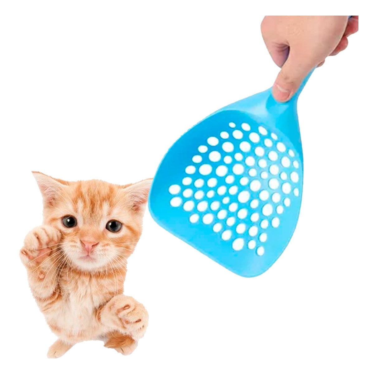 TAMIZADOR CERNIDOR PARA ARENA DE MASCOTAS 32X16CM CON DISENO PERFORADO YREGALO STICKER - 1