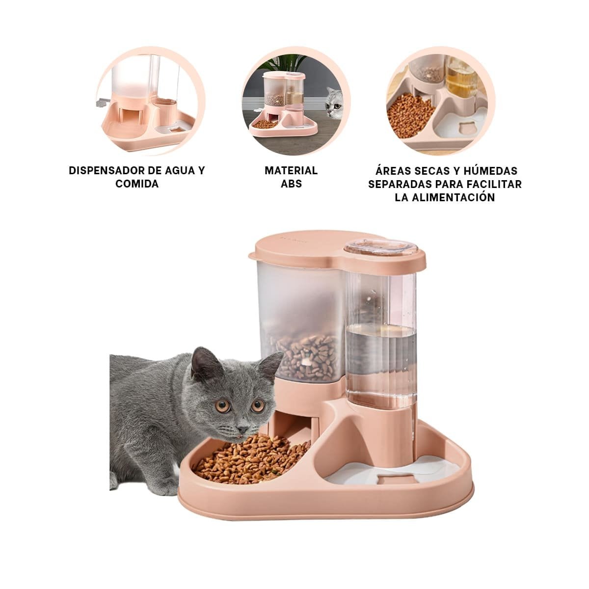 SISTEMA DE ALIMENTACION Y AGUA PARA MASCOTA CON LLAVE ROSADO CLARO YSTICKY - 5