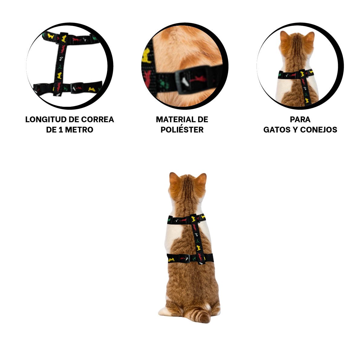 ACCESORIO DE PASEO PARA CONEJO Y GATO DELGADO NEGRO COMODO Y PRACTICO YSTICKY - 5