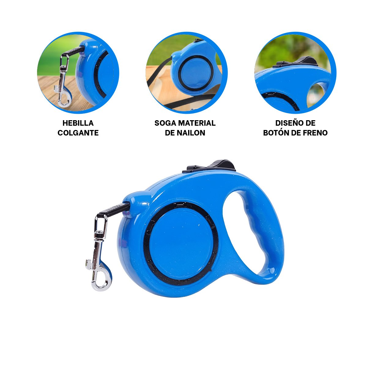 HILO RETRACTIL AZUL CON CIRCULO NEGRO PARA MASCOTAS EN CASA YSTICKY - 5