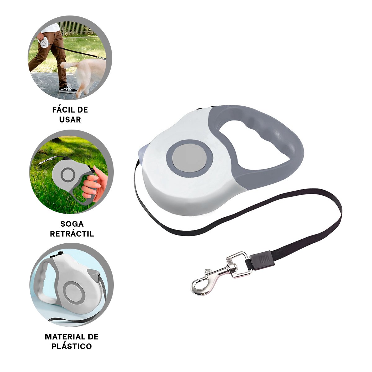 SOGA RETRACTIL 3M PARA MASCOTA CON CONTROL PRACTICO DOBLE TONO YPAPEL REGALO - 5