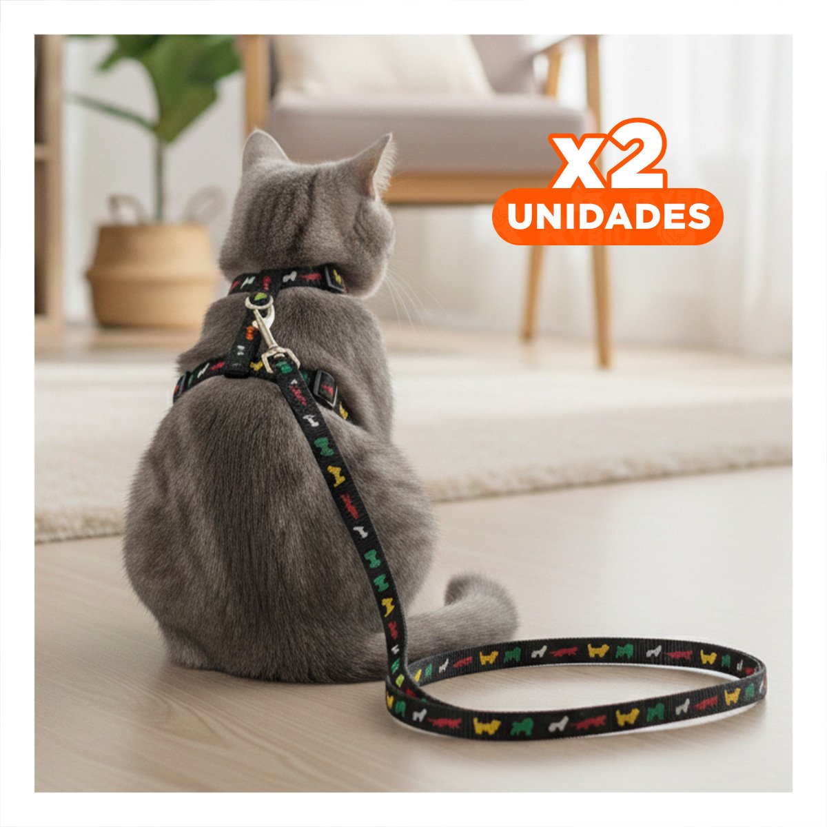 PACK2 ACCESORIO AJUSTABLE NEGRO PARA CONEJO Y GATO DELGADO EN PARQUE - 1