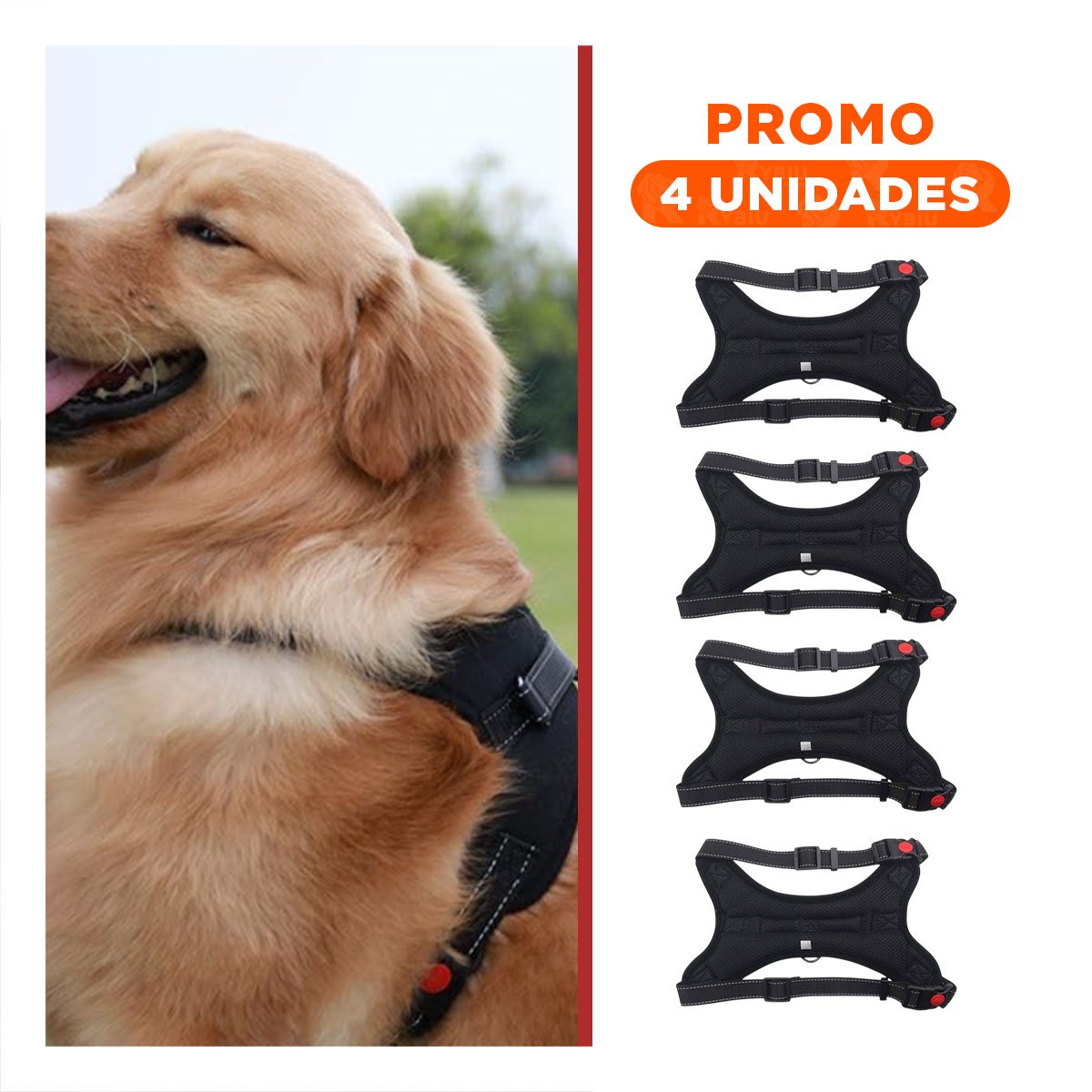 PACK4 ACCESORIO EN H AJUSTABLE PARA MASCOTA TALLA S SEGURO Y PRACTICO NEGRO - 1