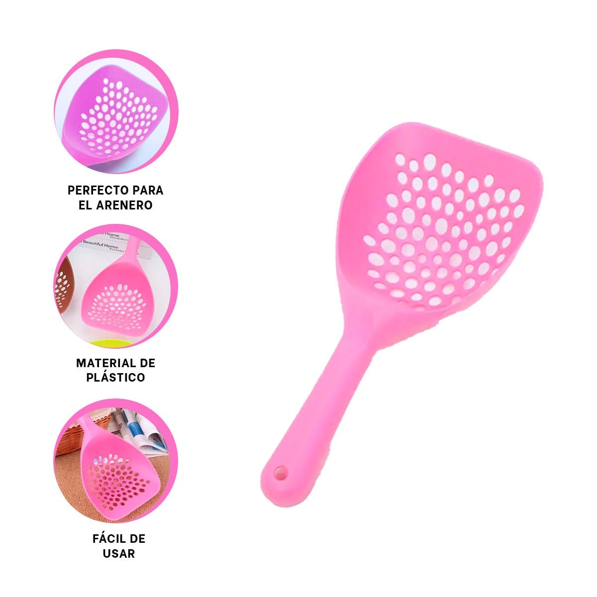 PALANQUETA CERNIDORA PARA ARENA DE GATO 32X16CM CON HUEQUITOS FUNCIONAL YSTICKY - 5