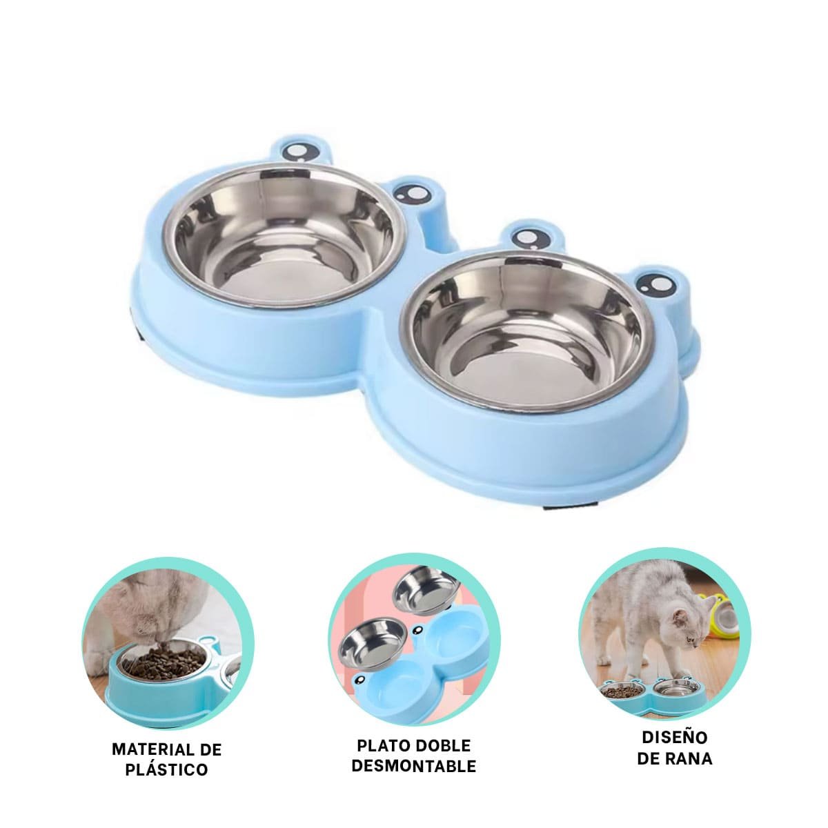 ACCESORIO PLATO DOBLE DESMONTABLE RANA PARA MASCOTA PRACTICO YSTICKY - 5