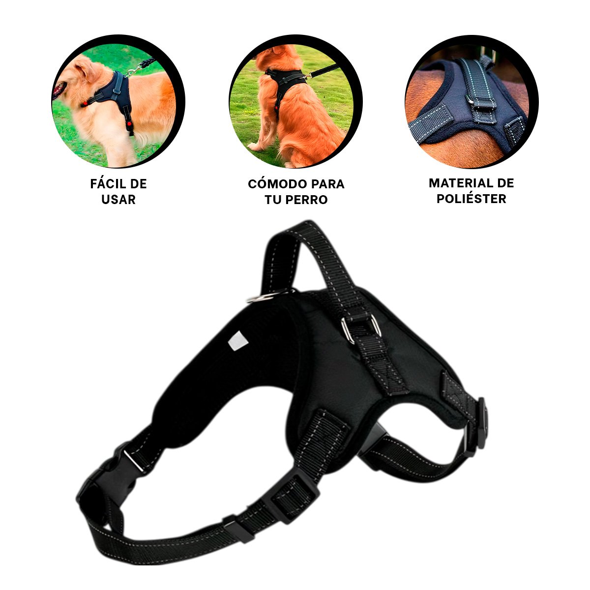 EQUIPO EN H DE PASEO PARA PERRO TALLA M COMODO Y SEGURO NEGRO YSTICKY - 5