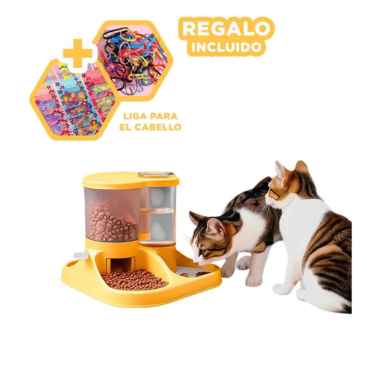 ESTACION DE COMIDA Y BEBIDA PARA MASCOTA CON LLAVE AMARILLO ANTIDESLIZANTE YLIGAS REGALO - 2