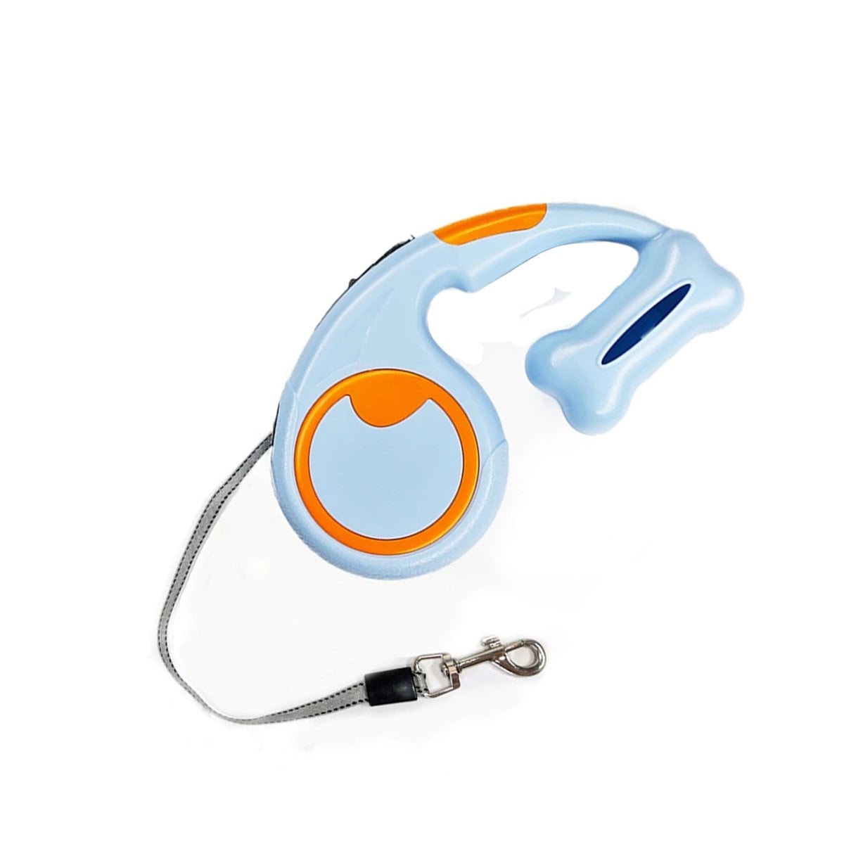 SUJETADOR RETRACTIL CELESTE CON PORTA BOLSA PRACTICO PARA PASEO YLIGAS REGALO - 5