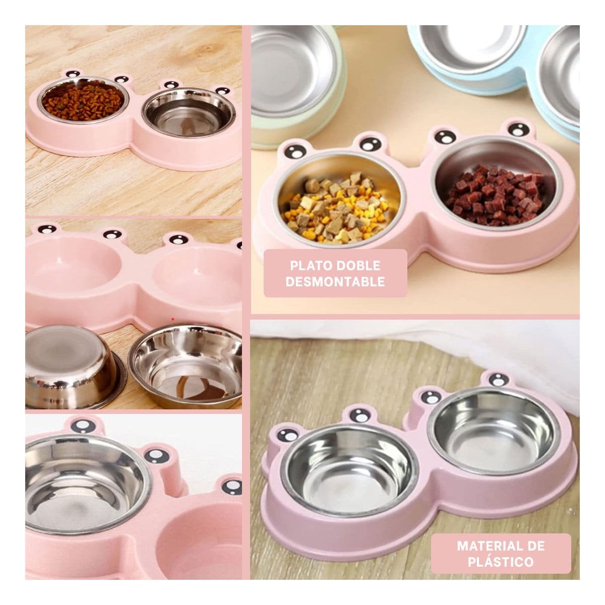 PACK4 PRESENTACION DOBLE DESMONTABLE RANA ROSADO PASTEL PARA PERRO Y GATO YREGALO STICKER - 2